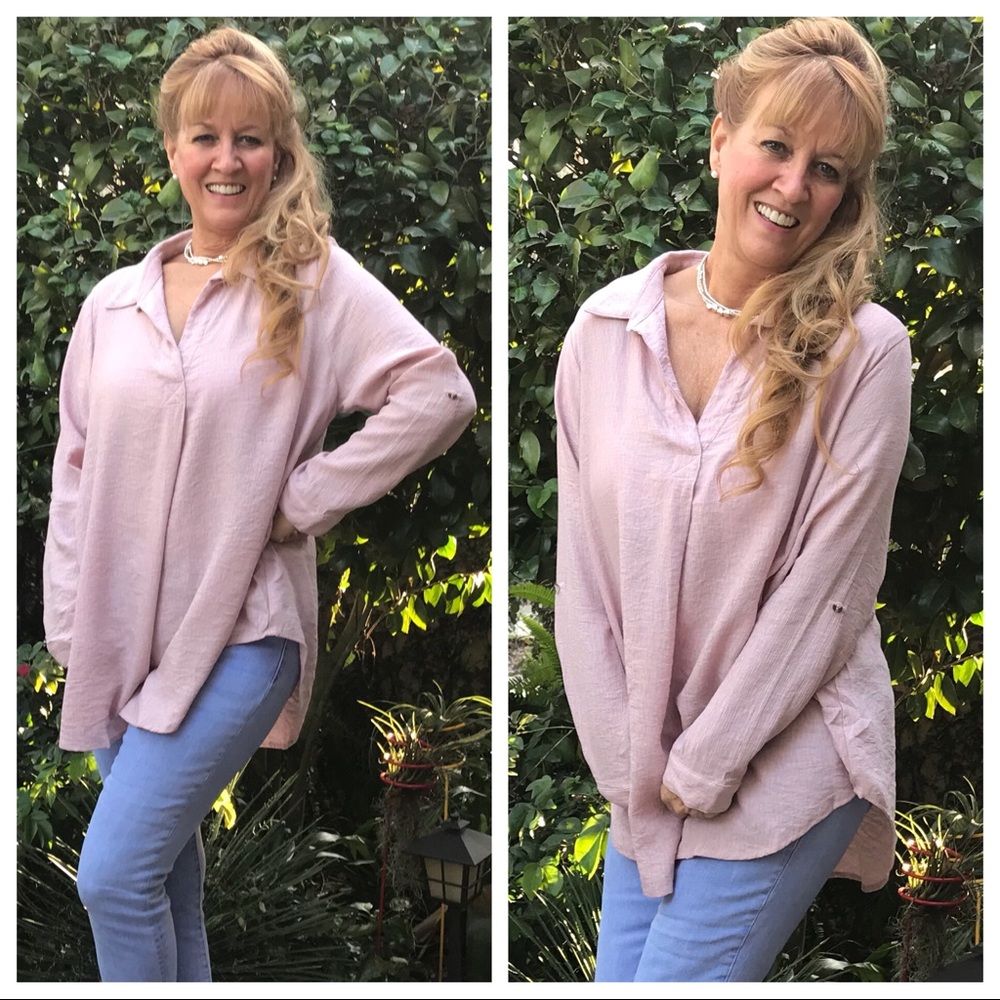 Solid Long Sleeve Rolled Up Detail Shirt